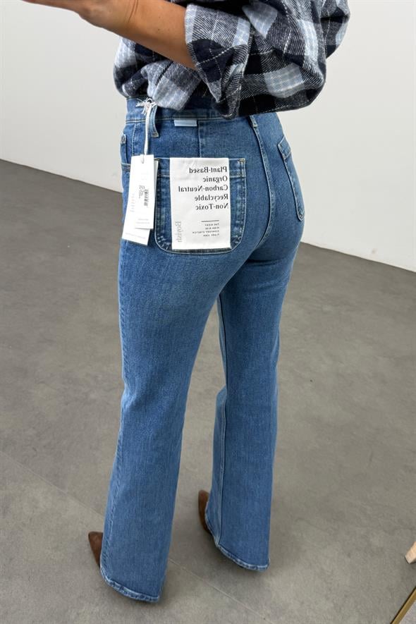 indigo Yüksek Bel Flare Jean 