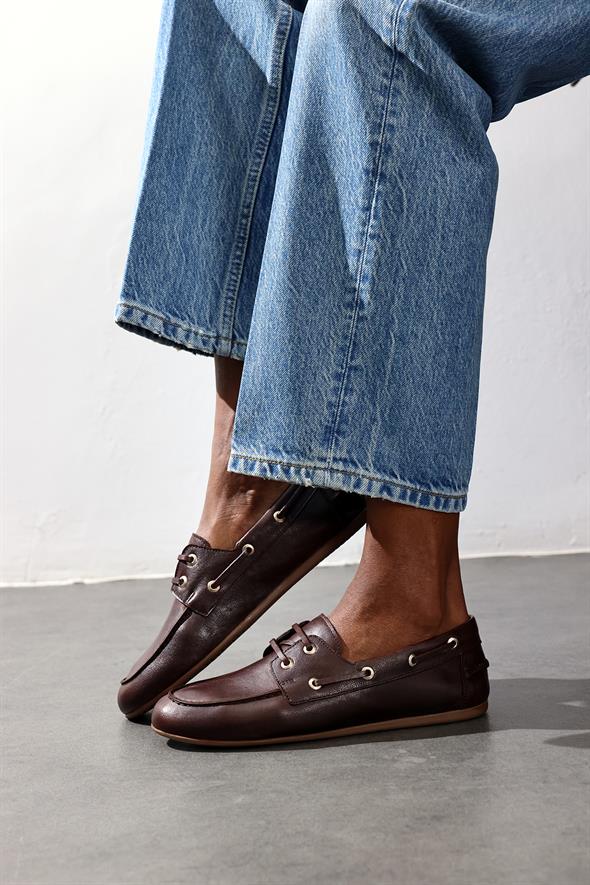 Kahverengi Bağcıklı Deri Makosen 24171