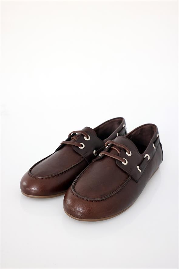 Kahverengi Bağcıklı Deri Makosen 24171