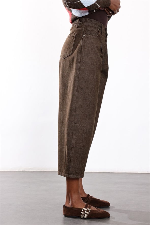 Kahverengi Barrel Jean 0107