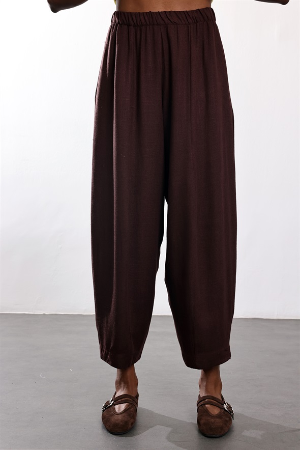 Kahverengi Barrel Kesim Pantolon 00198