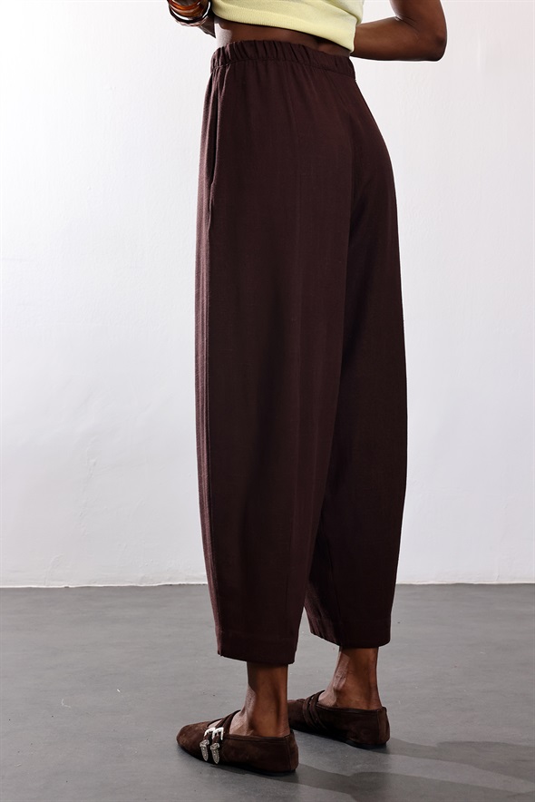 Kahverengi Barrel Kesim Pantolon 00198