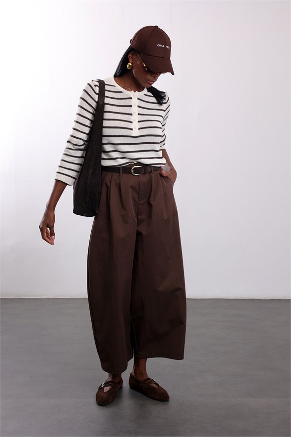 Kahverengi Barrel Pantolon 51497