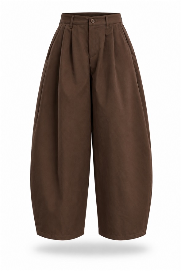 Kahverengi Barrel Pantolon 51497