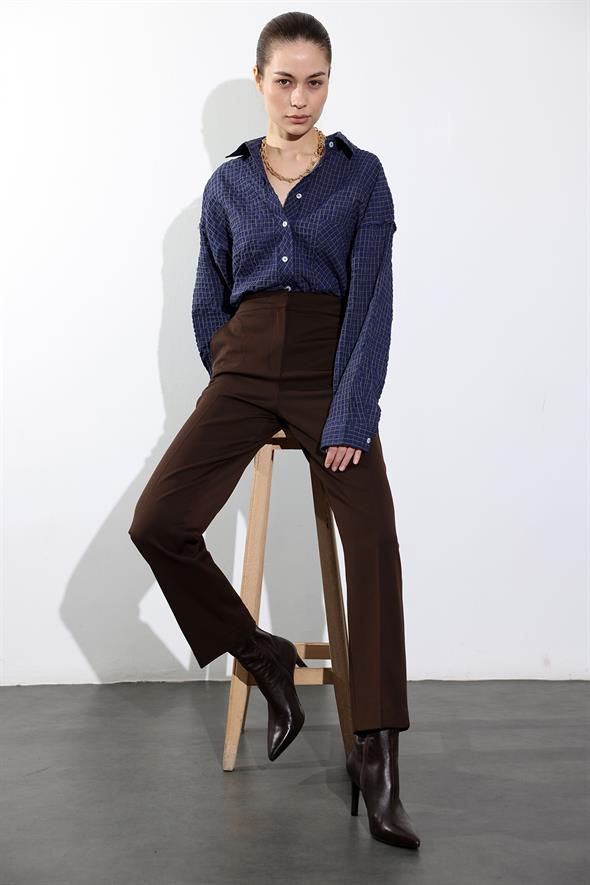 Kahverengi Beli Lastikli Cigarette Pantolon 00191