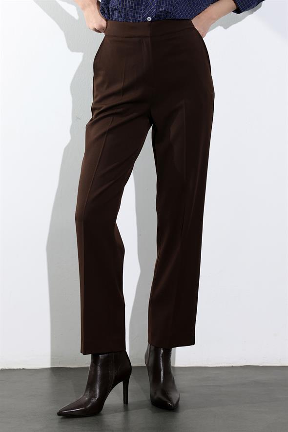 Kahverengi Beli Lastikli Cigarette Pantolon 00191