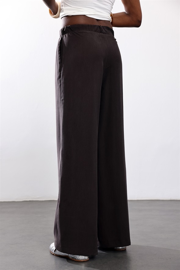 Kahverengi Beli Lastikli Rahat Pantolon 0178