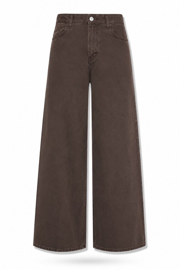 Kahverengi Beli Lastikli Tensel Jean 01073