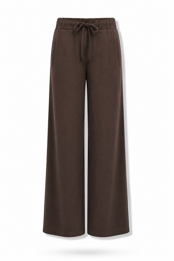 Kahverengi Beli Lastikli Tensel Pantolon 9027