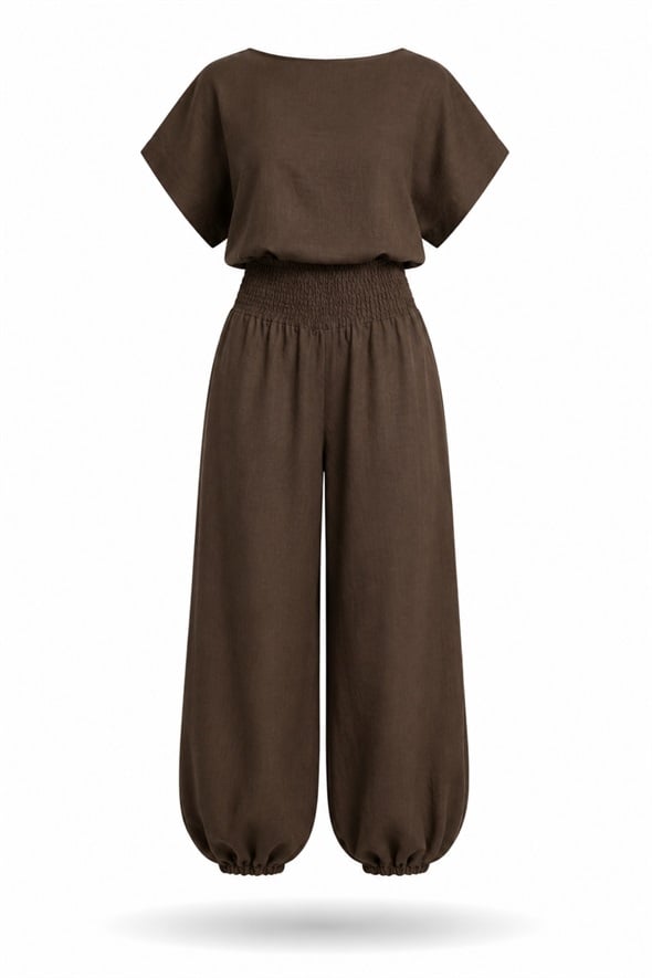 Kahverengi Bluz Pantolon Takım 1386
