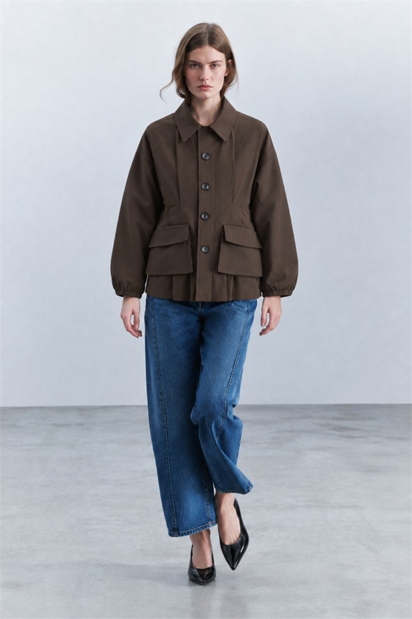 Kahverengi Cepli Gabardin Ceket 9764