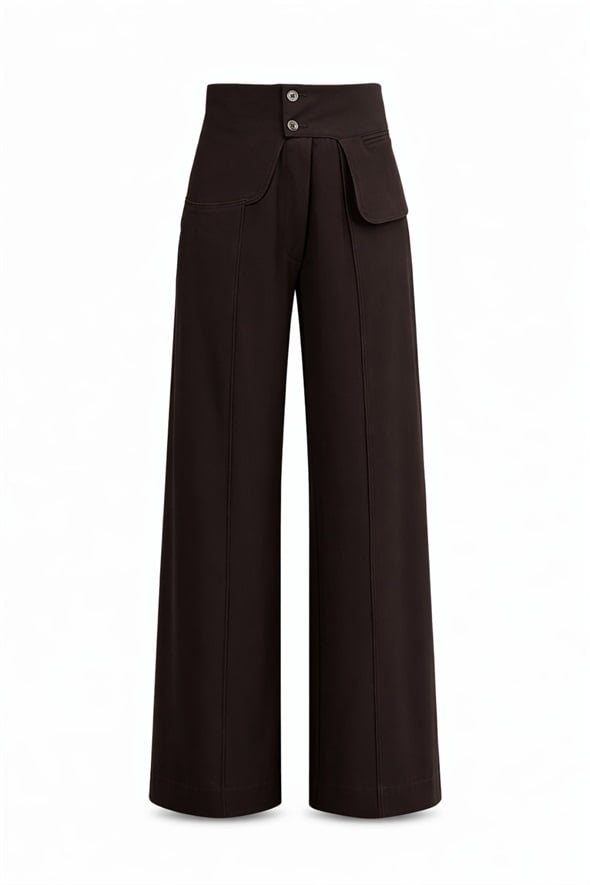Kahverengi Çıkarılabilir Kemer Detaylı Pantolon 17421