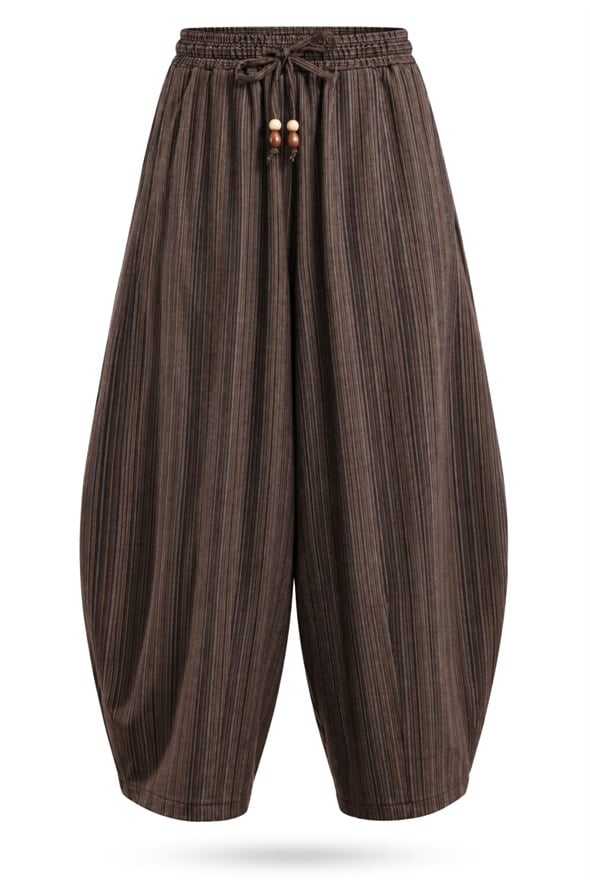 Kahverengi Çizgili Barrel Pantolon 51512