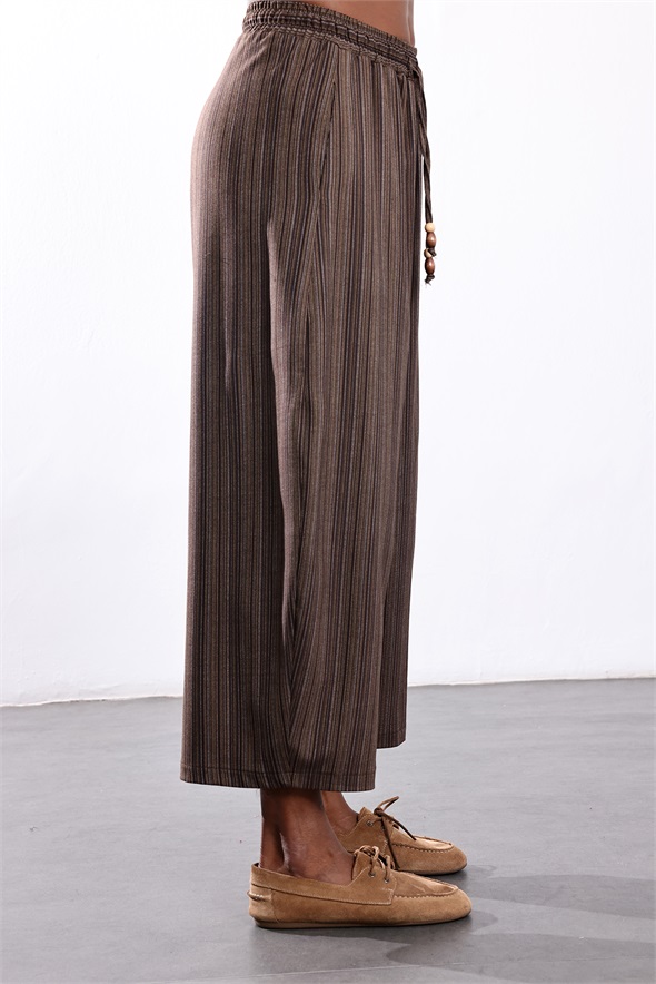Kahverengi Çizgili Barrel Pantolon 51512