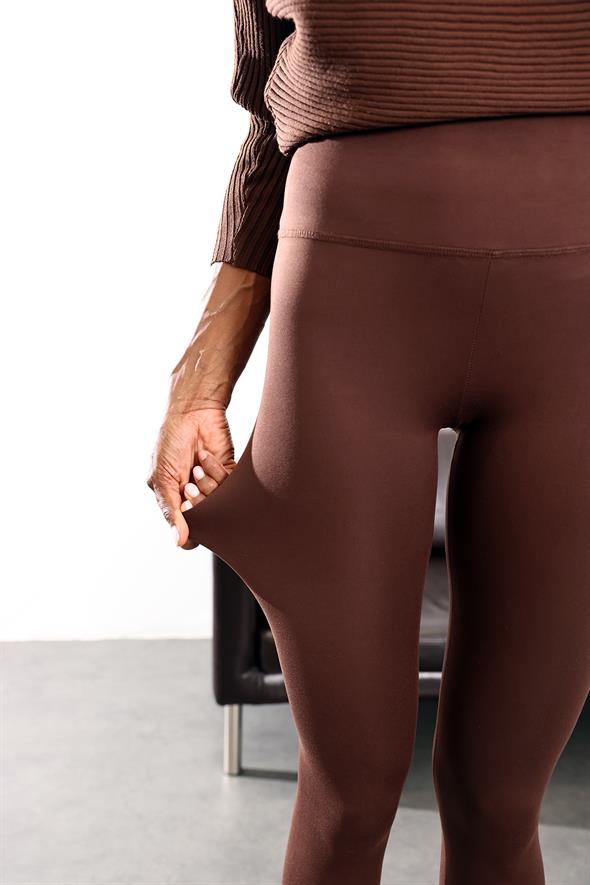 Kahverengi Comfortlux Yüksek Bel Tayt 