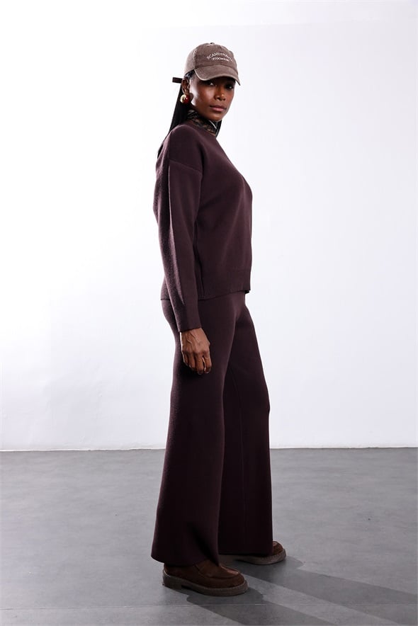 Kahverengi Core-Spun Triko Takım 5590