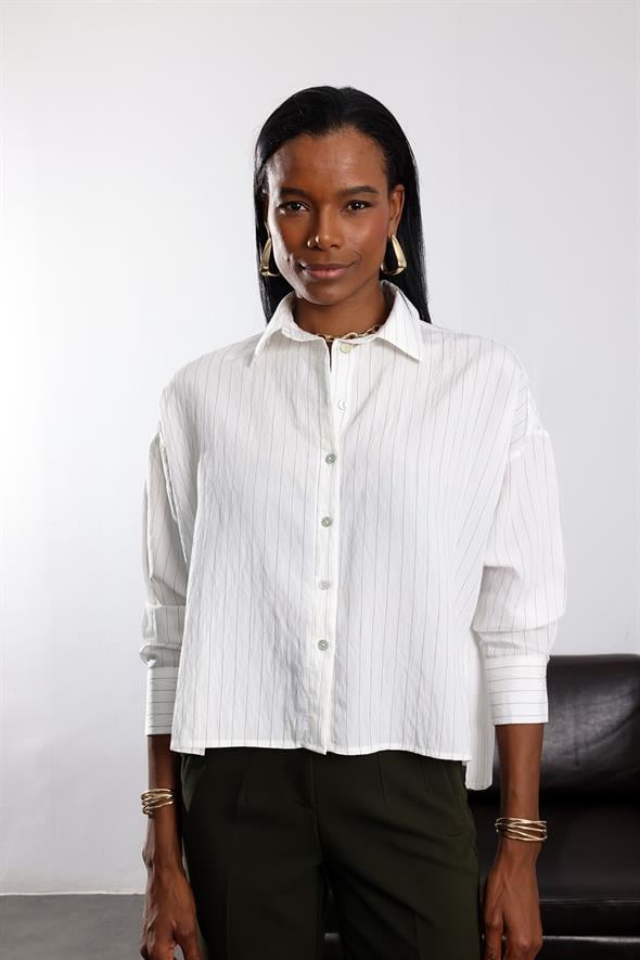 Kahverengi Dökümlü Çizgili Gömlek 17013