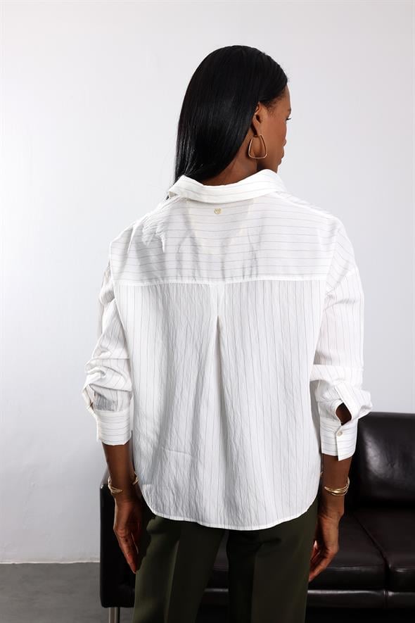 Kahverengi Dökümlü Çizgili Gömlek 17013