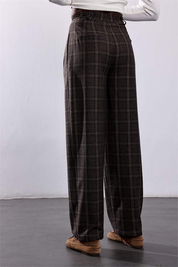 Kahverengi Ekose Desen Pantolon 0057