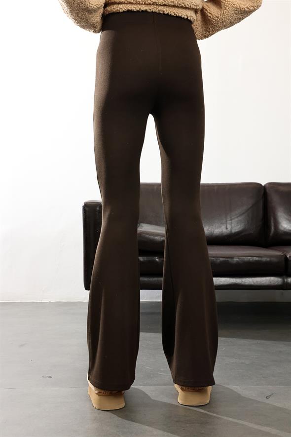 Kahverengi İspanyol Paça Tayt Pantolon 2511