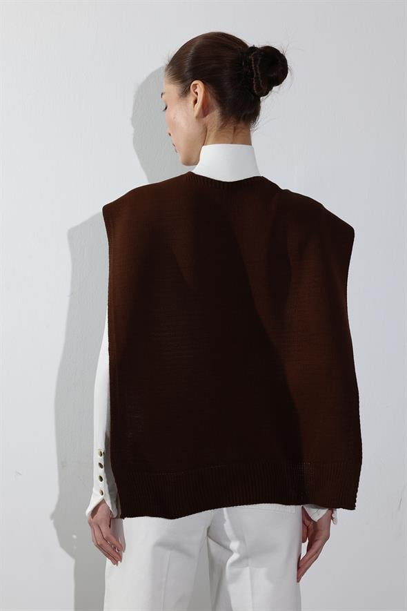 Kahverengi Kare Parçalı Atkı HRK01