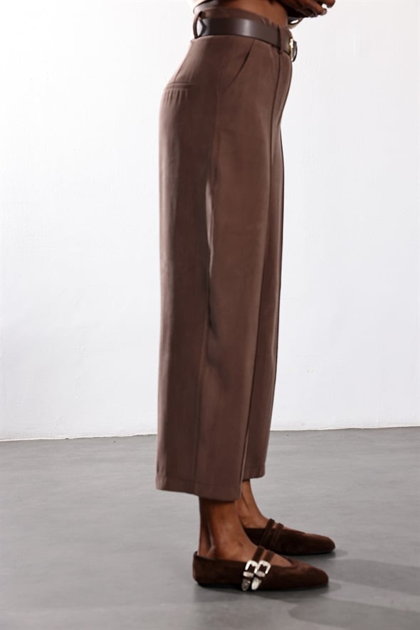 Kahverengi Kemerli Barrel Pantolon 58549