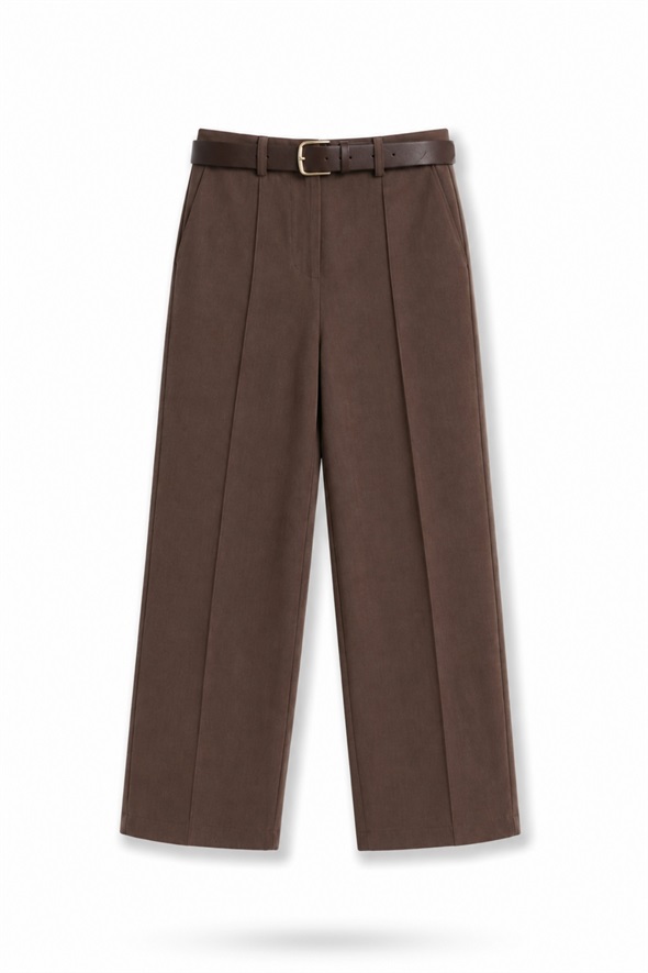 Kahverengi Kemerli Barrel Pantolon 58549