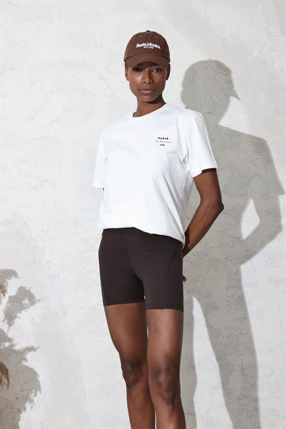 Kahverengi Kısa Biker Tayt 