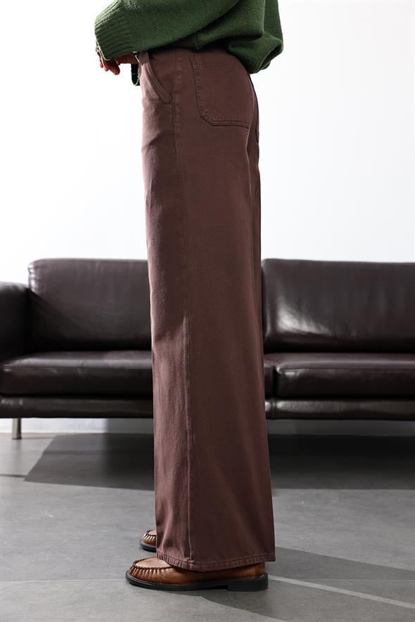 Kahverengi Klasik Wide Leg Jean 
