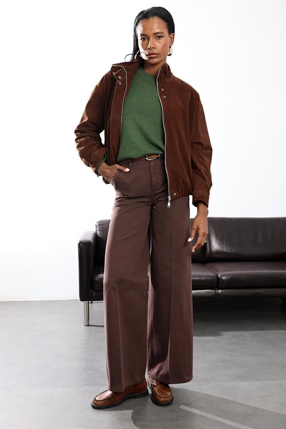 Kahverengi Klasik Wide Leg Jean 