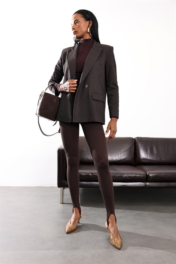 Kahverengi Kruvaze Blazer Ceket 17165