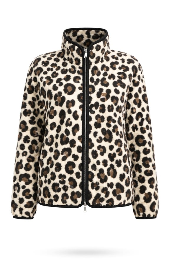 Kahverengi Leopar Desen Polar Ceket 23228