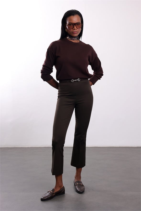 Kahverengi Mini Flare Pantolon 438