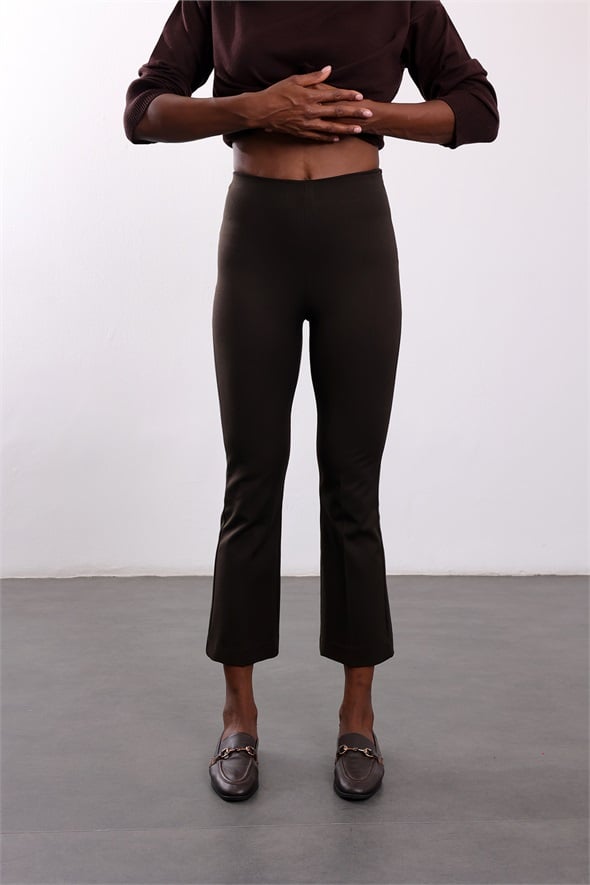 Kahverengi Mini Flare Pantolon 438