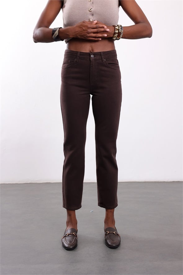 Kahverengi Mom Fit Jean 