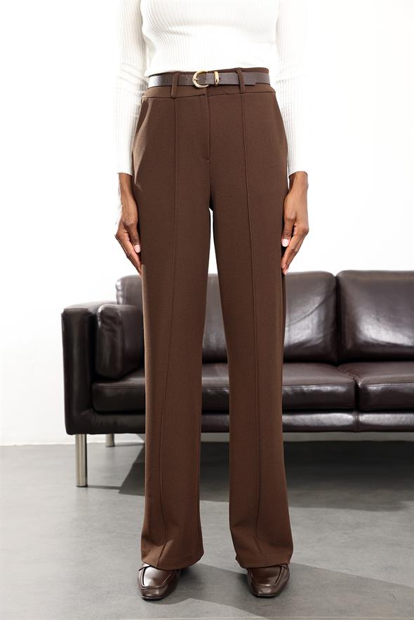 Kahverengi Önü Çimalı Palazzo Pantolon 257032