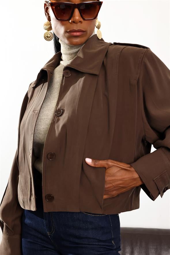 Kahverengi Piliseli Bomber Ceket 