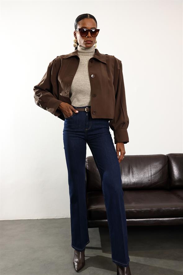 Kahverengi Piliseli Bomber Ceket 