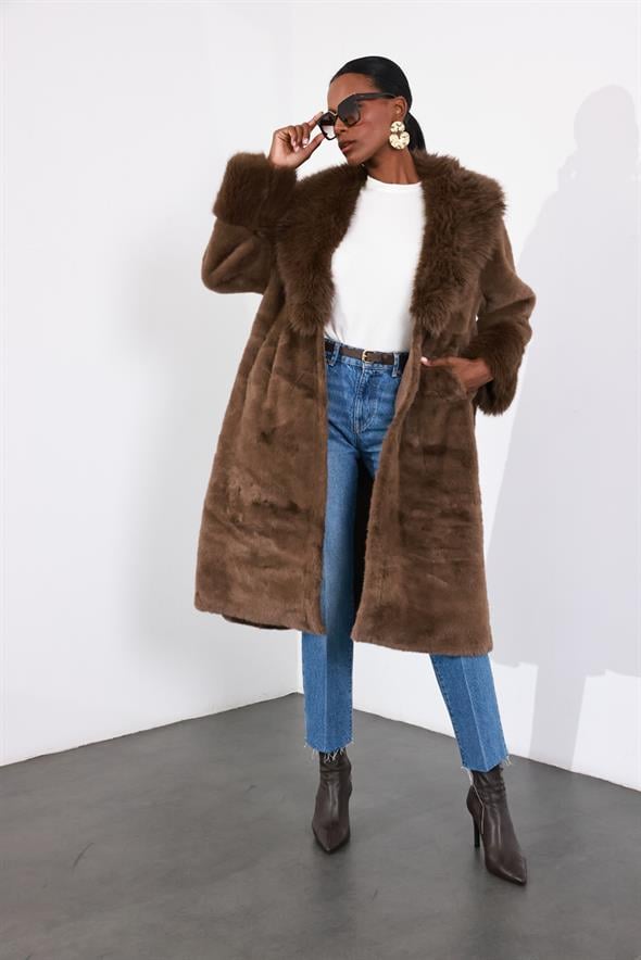 Kahverengi Premium Maxi Kürk 99678