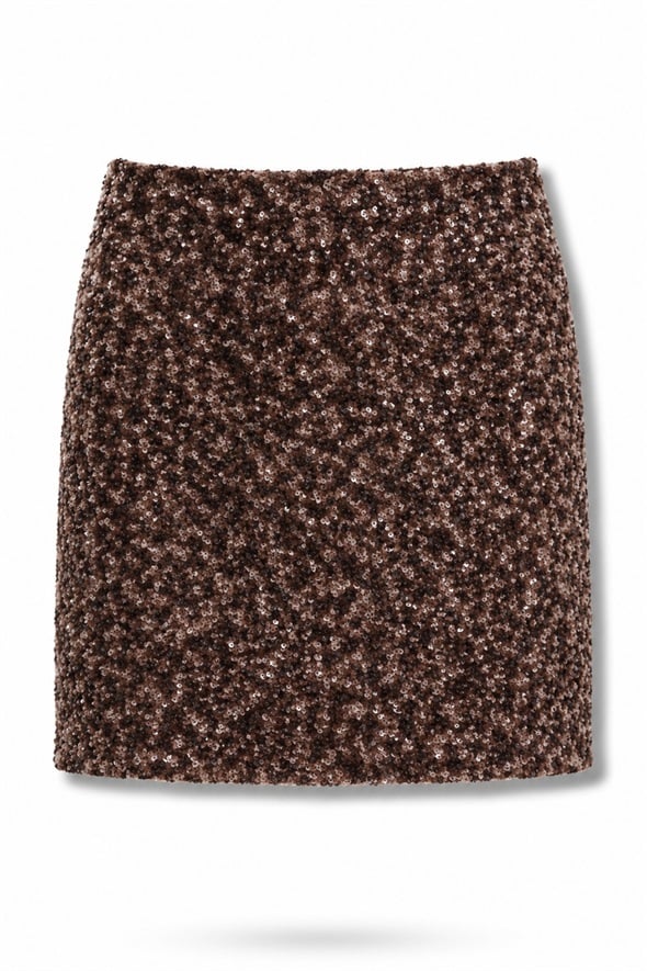 Kahverengi Pullu Mini Etek 041184
