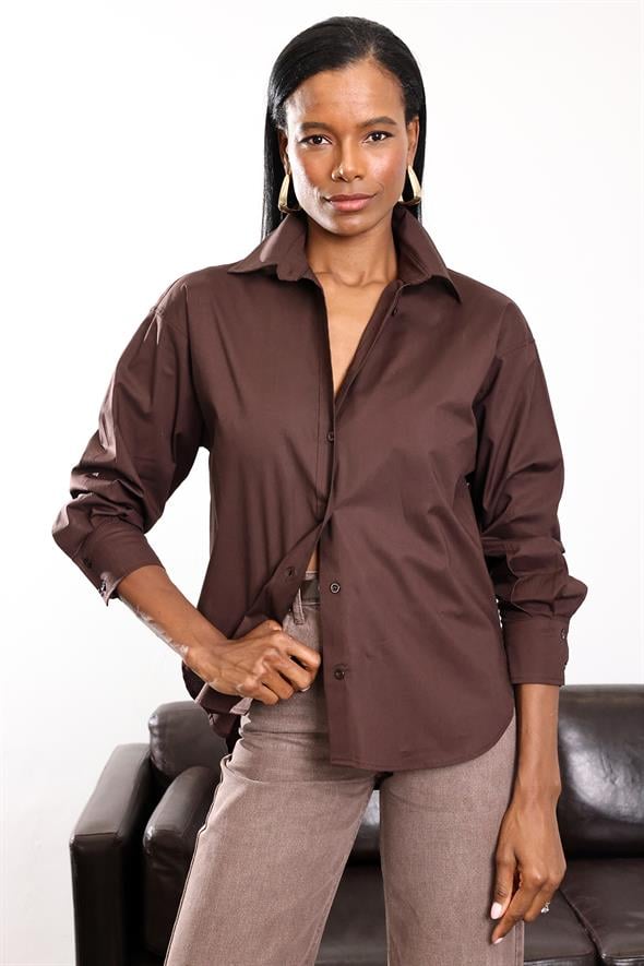 Kahverengi Regular Kesim Gömlek 4094