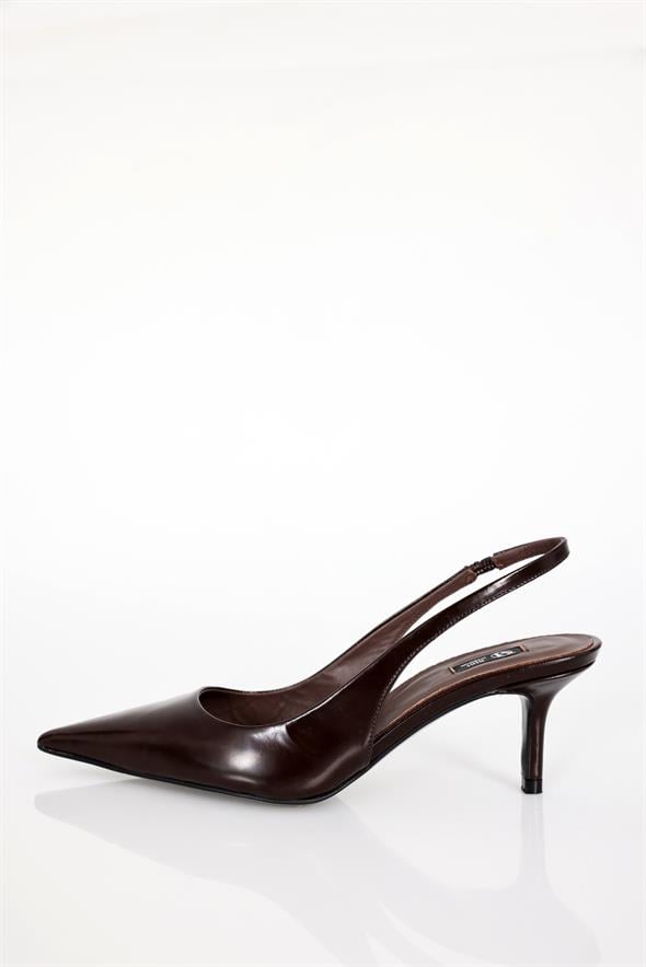 Kahverengi Sivri Burun Slingback 25149
