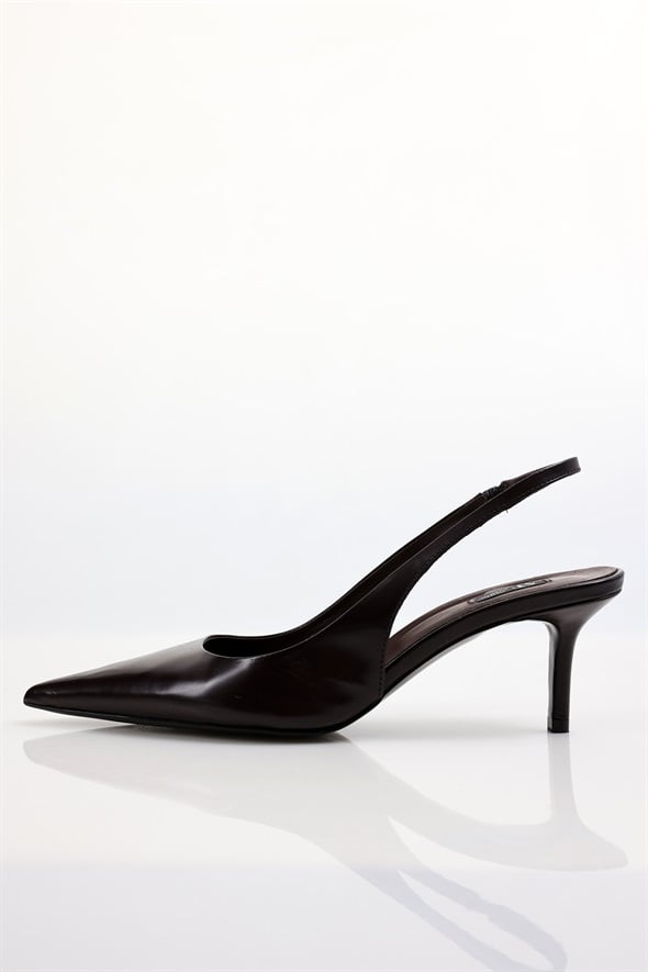 Kahverengi Sivri Burun Slingback 25149