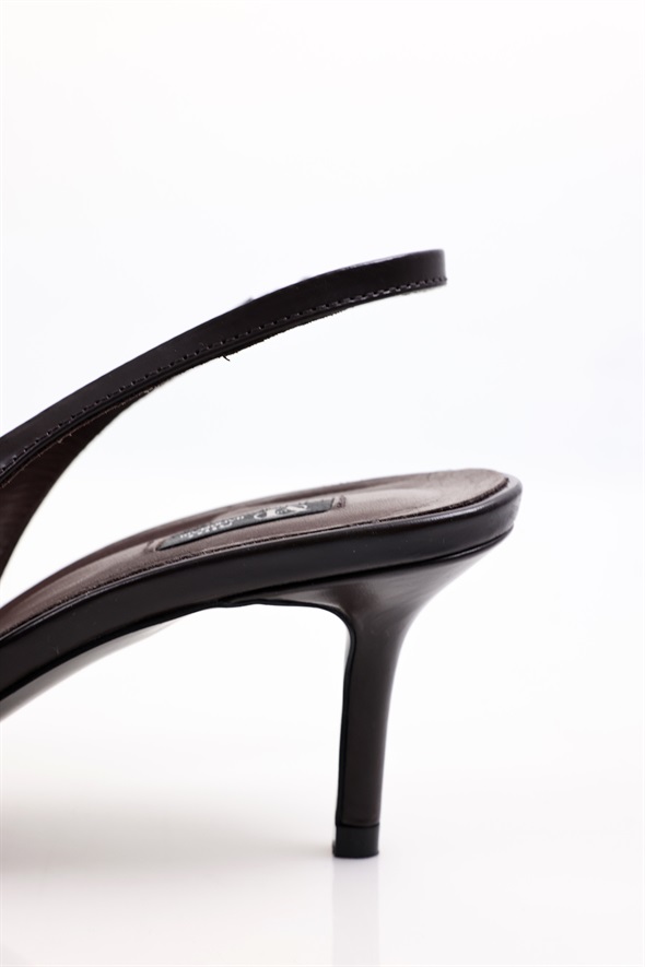 Kahverengi Sivri Burun Slingback 25149