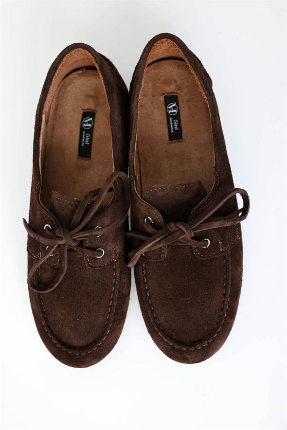 Kahverengi Süet Bağcıklı Makosen 24325