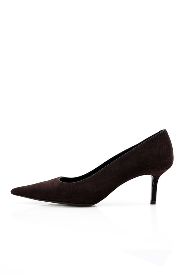 Kahverengi Süet Klasik Stiletto 25445