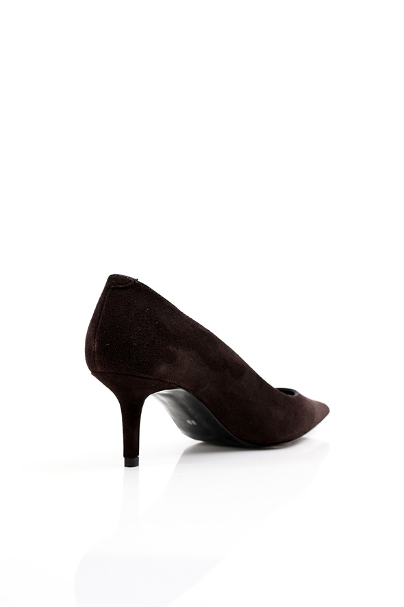 Kahverengi Süet Klasik Stiletto 25445