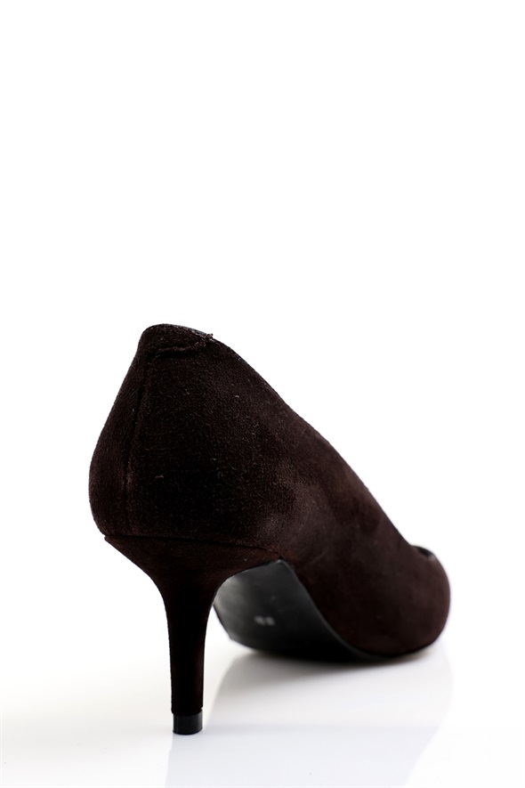 Kahverengi Süet Klasik Stiletto 25445