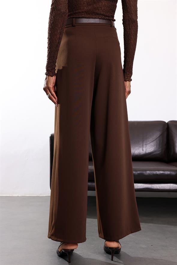Kahverengi Yüksek Bel Palazzo Pantolon 1594