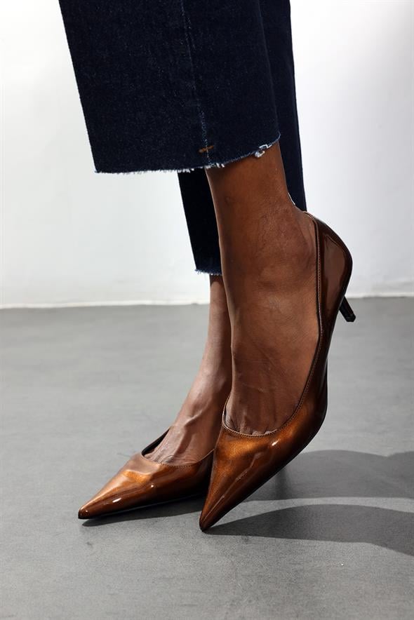 Karamel Rugan Deri Klasik Stiletto 25445